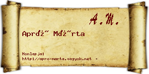 Apró Márta névjegykártya